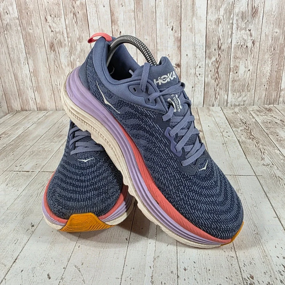 Hoka Gaviota 5 Womens 9B Navy Lilac Running Shoes 1134235-ARP Stability Sneaker